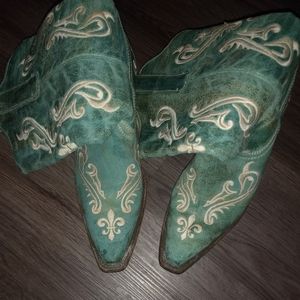 Vintage light blue cowboy boots